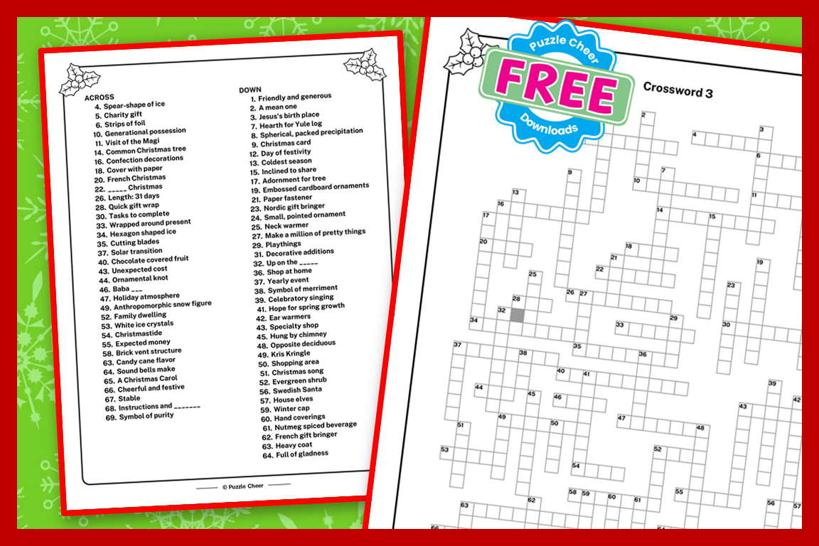 Christmas Crossword Puzzle Printable Pdf