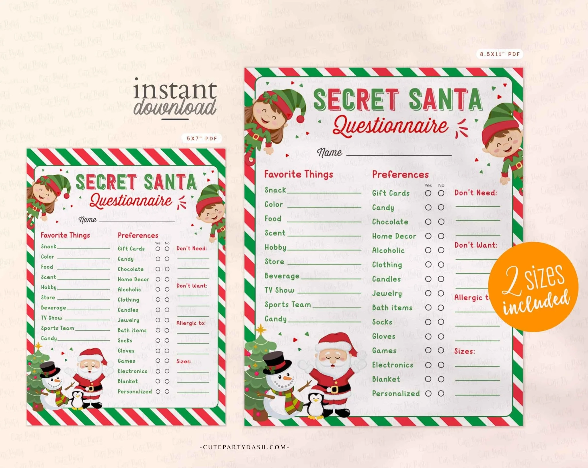 Free Printable Secret Santa Wish List Template