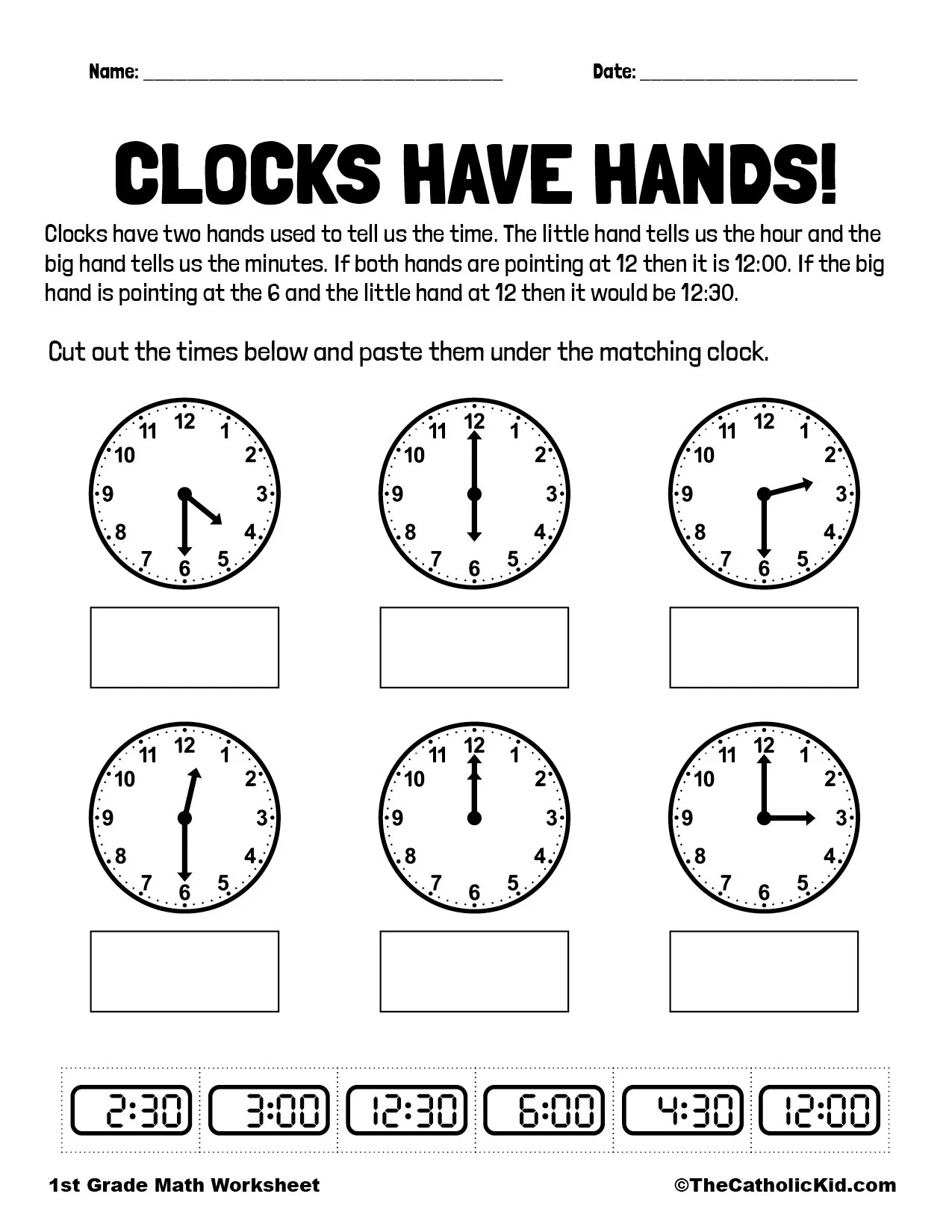 Clocks amp Time Worksheet TheCatholicKid