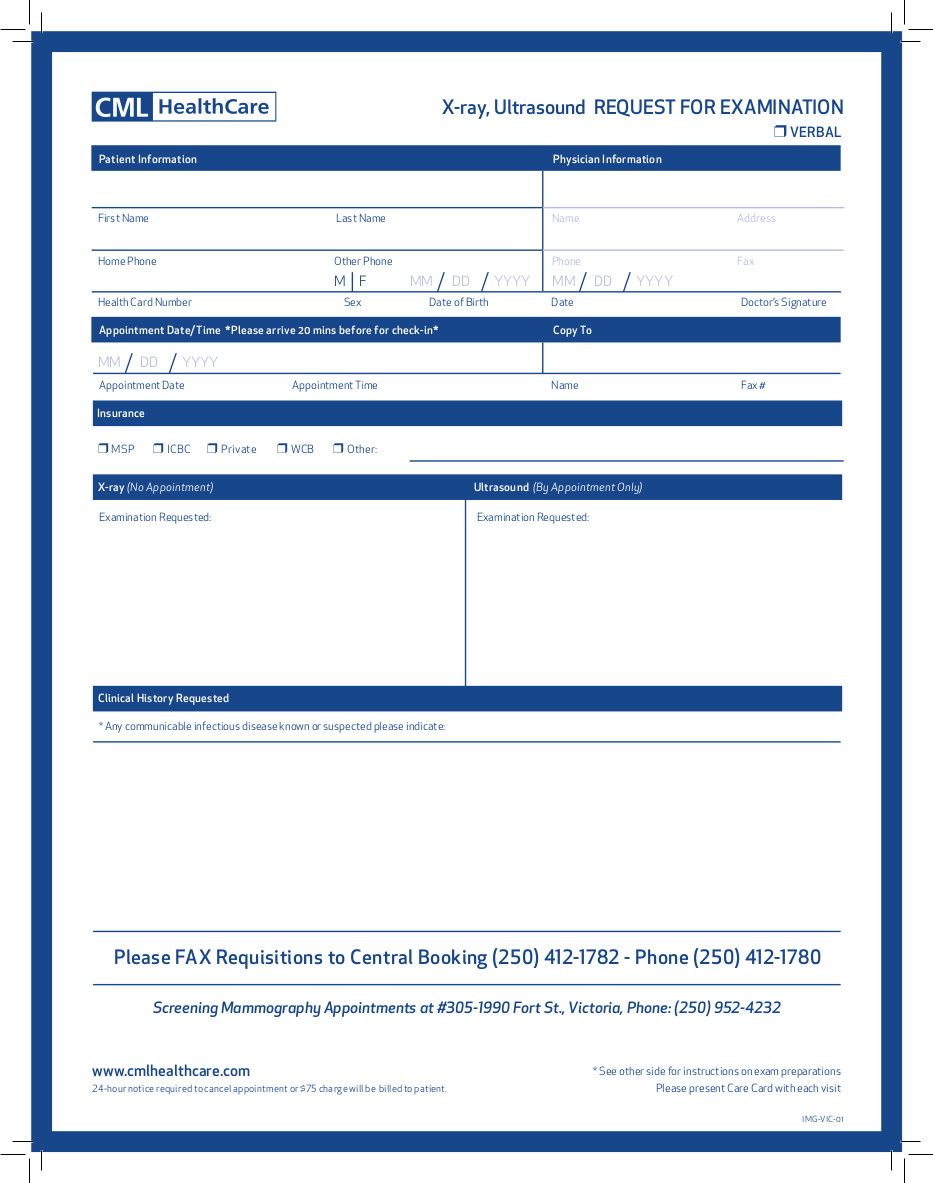 CML HealthCare X Ray Ultrasound Request Juno EMR Support Portal