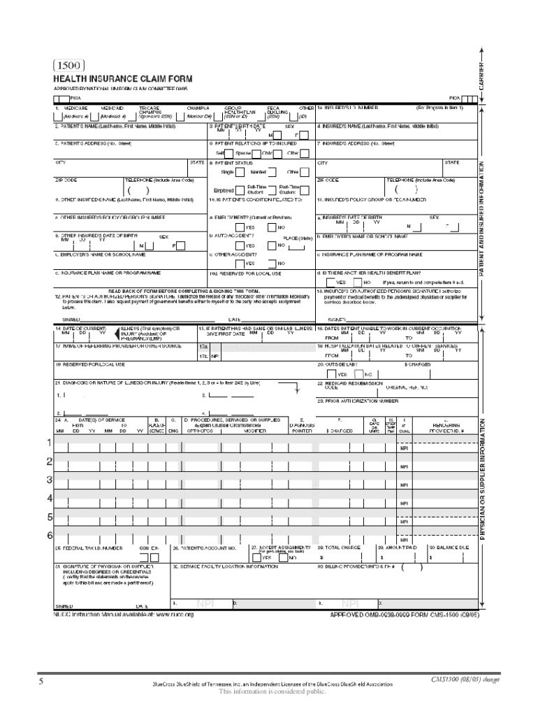Cms 1500 Form Pdf Fill Online Printable Fillable Blank 