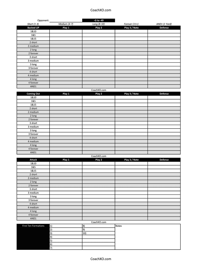 CoachXO Blank Football Play Sheet Template Form Fill Online 