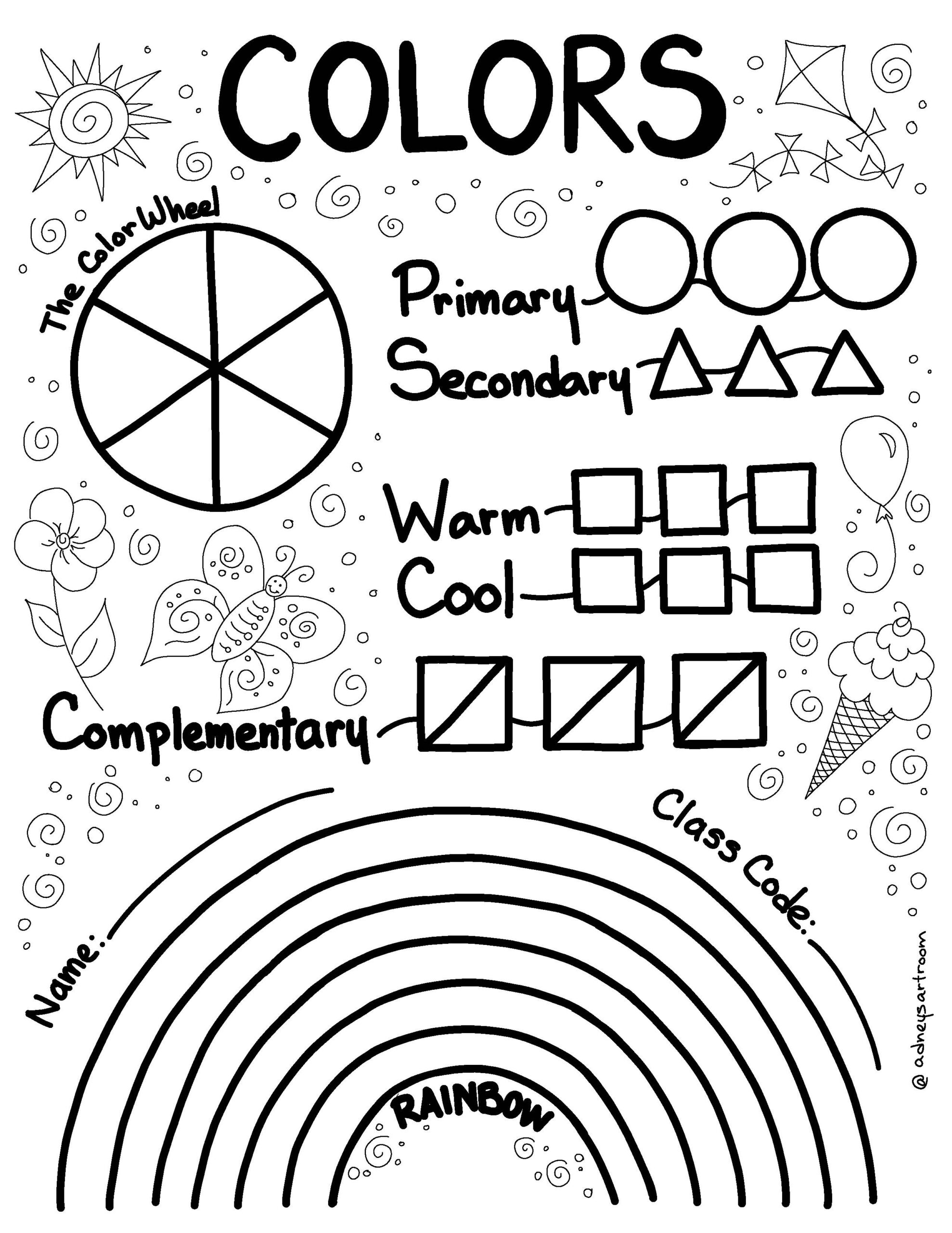 Color Theory Art Worksheet And Coloring Page