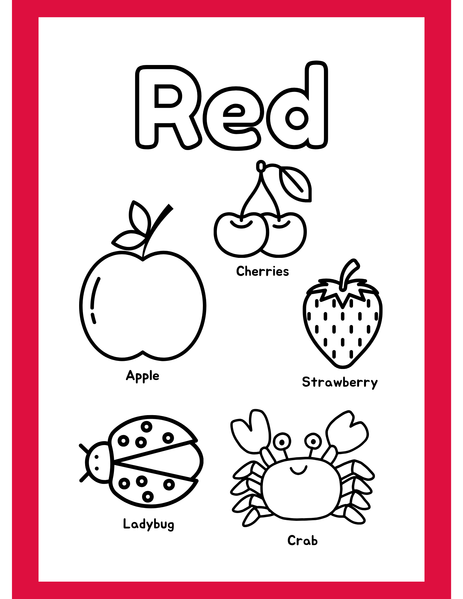 Color Red Coloring Sheet Printable
