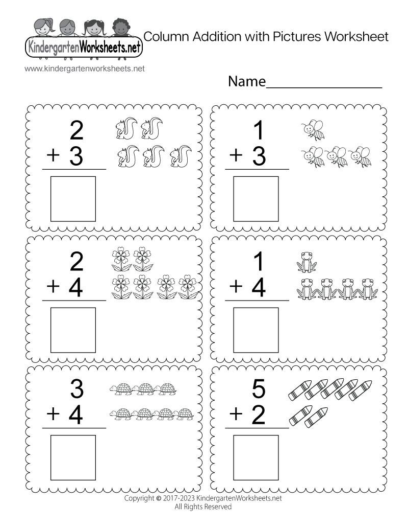 Printable Addition Worksheets For Kindergarten