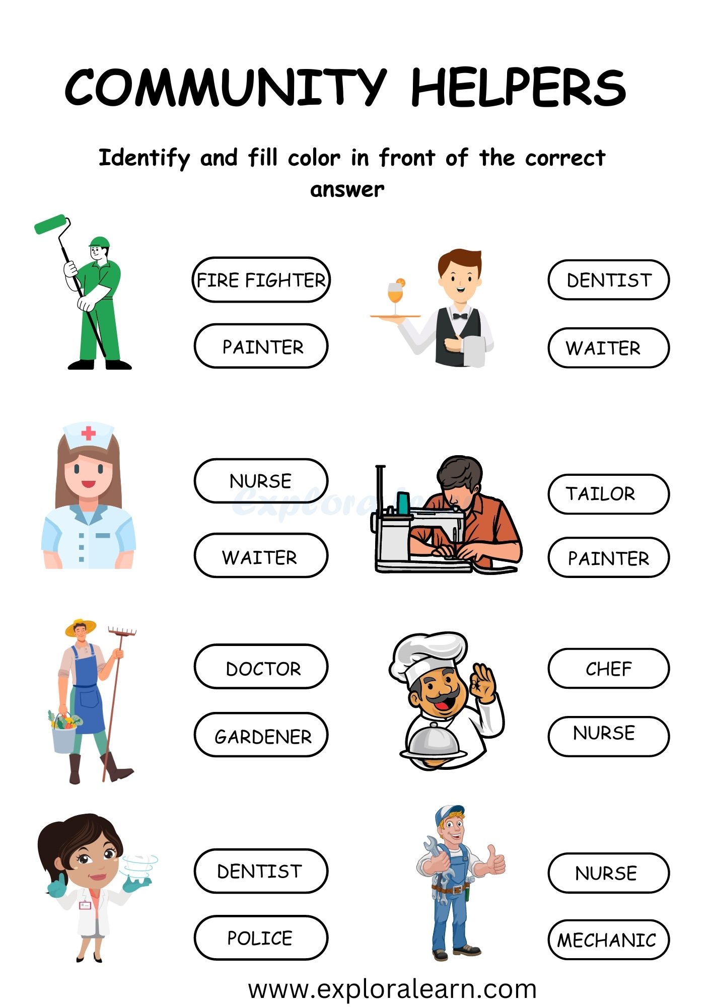 Community Helpers Printables Worksheets For Preschool And 