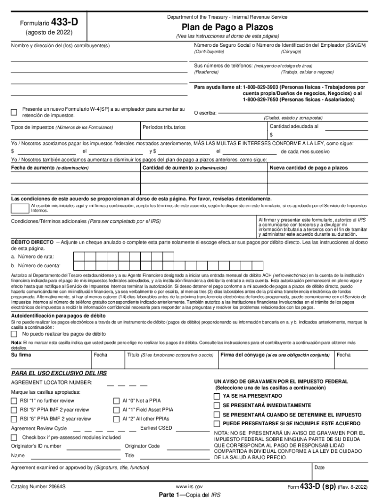 Como Llenar Formulario 433 D Sp En Espa ol Fill Out amp Sign Online 