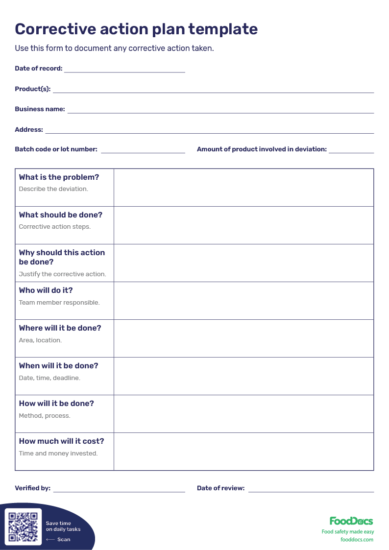 Corrective Action Plan Template Free Download