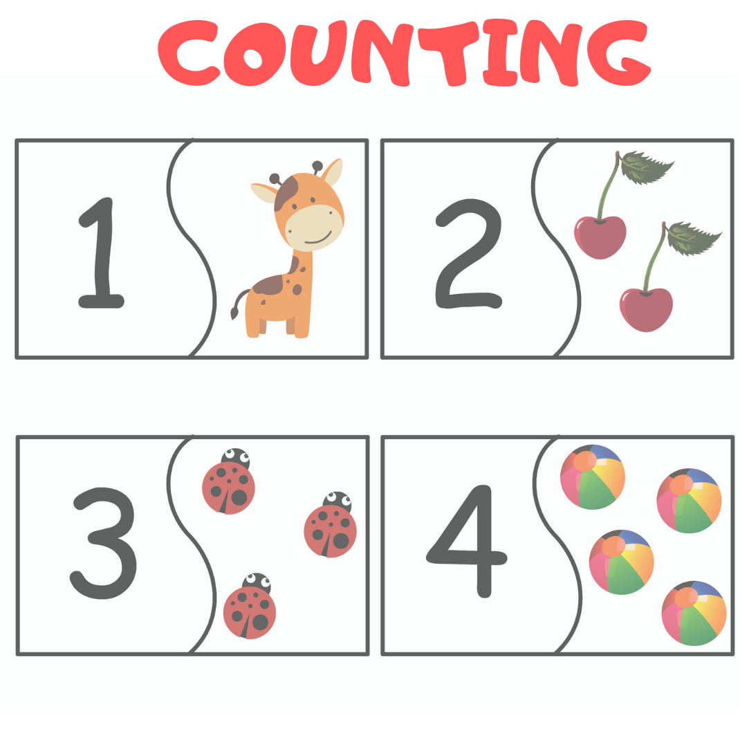 COUNTING 2 PIECE PUZZLE Learning Math Montessori Activity 20 Pieces 