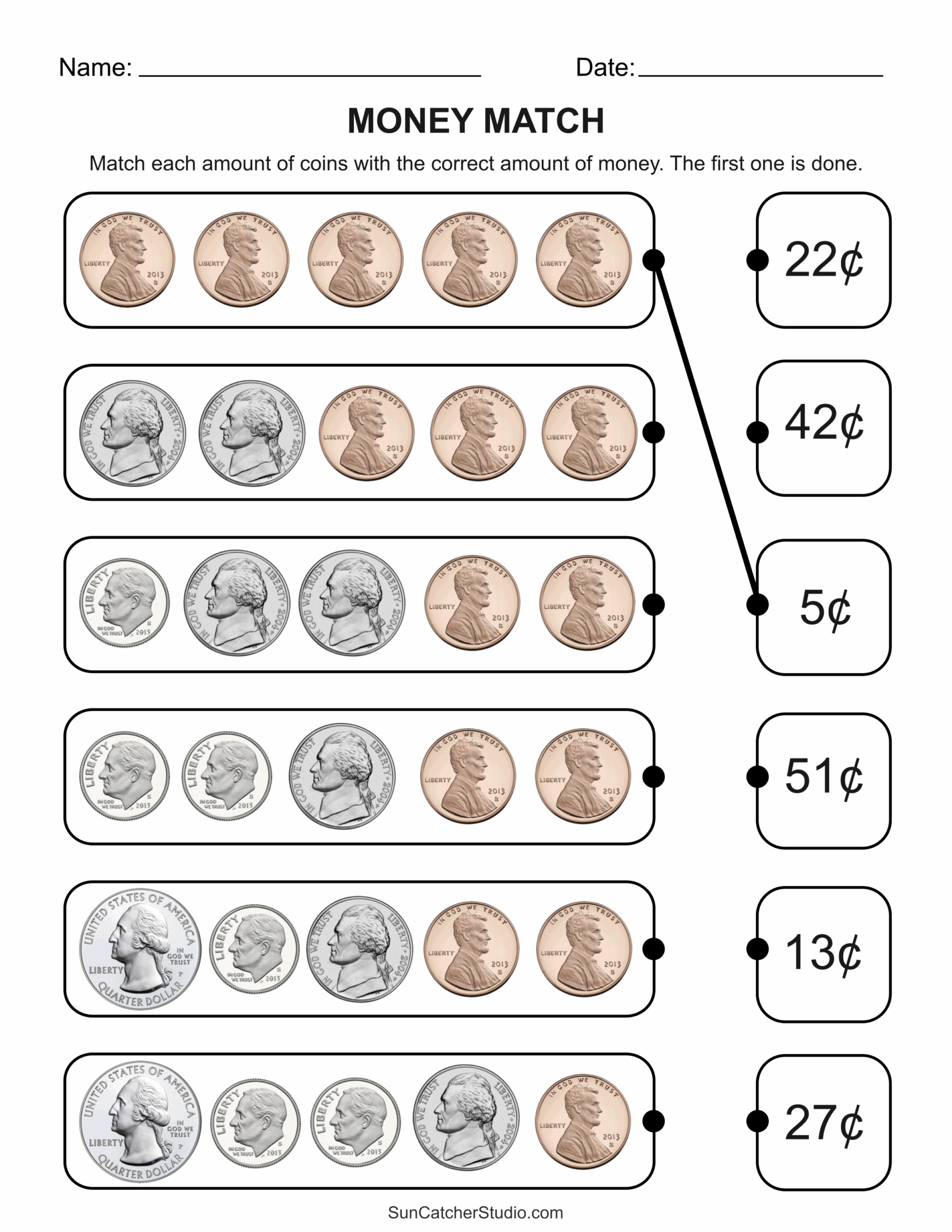 Counting Coins For Kids Printable