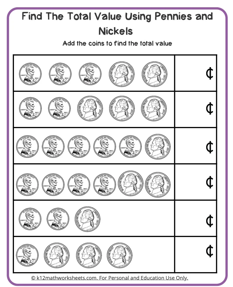 Printable Money Worksheets 1st Grade