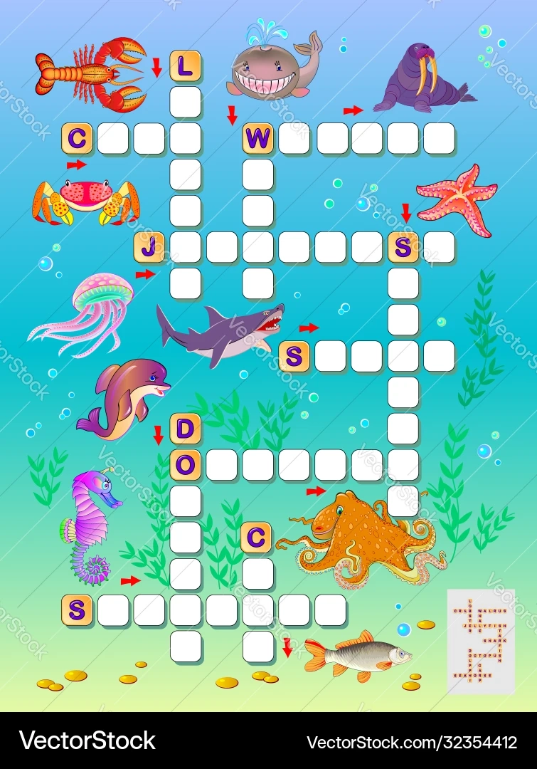 Printable Crossword Puzzles Sea Animals