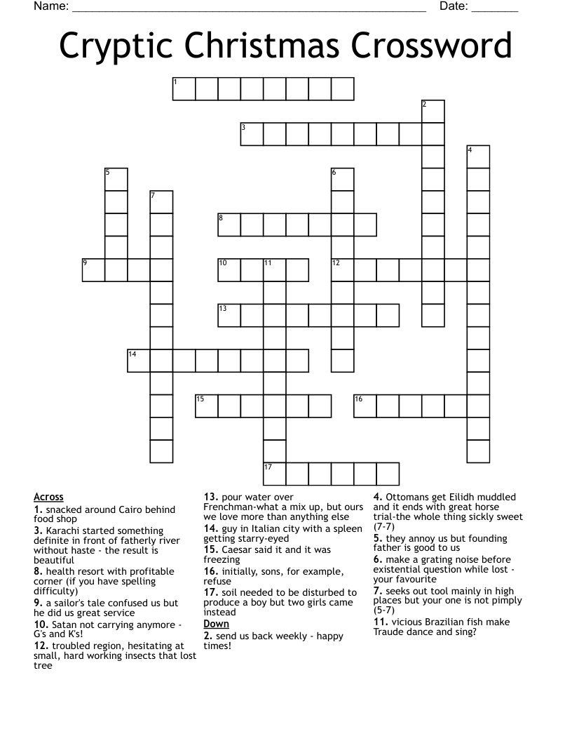 Free Printable Cryptic Crossword Puzzles Pdf