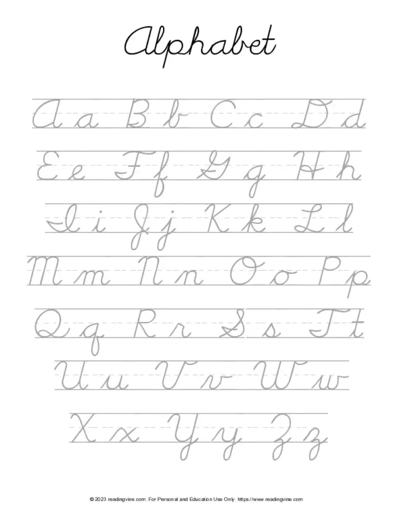 Cursive Alphabet Printable Worksheet Printable Bingo Cards