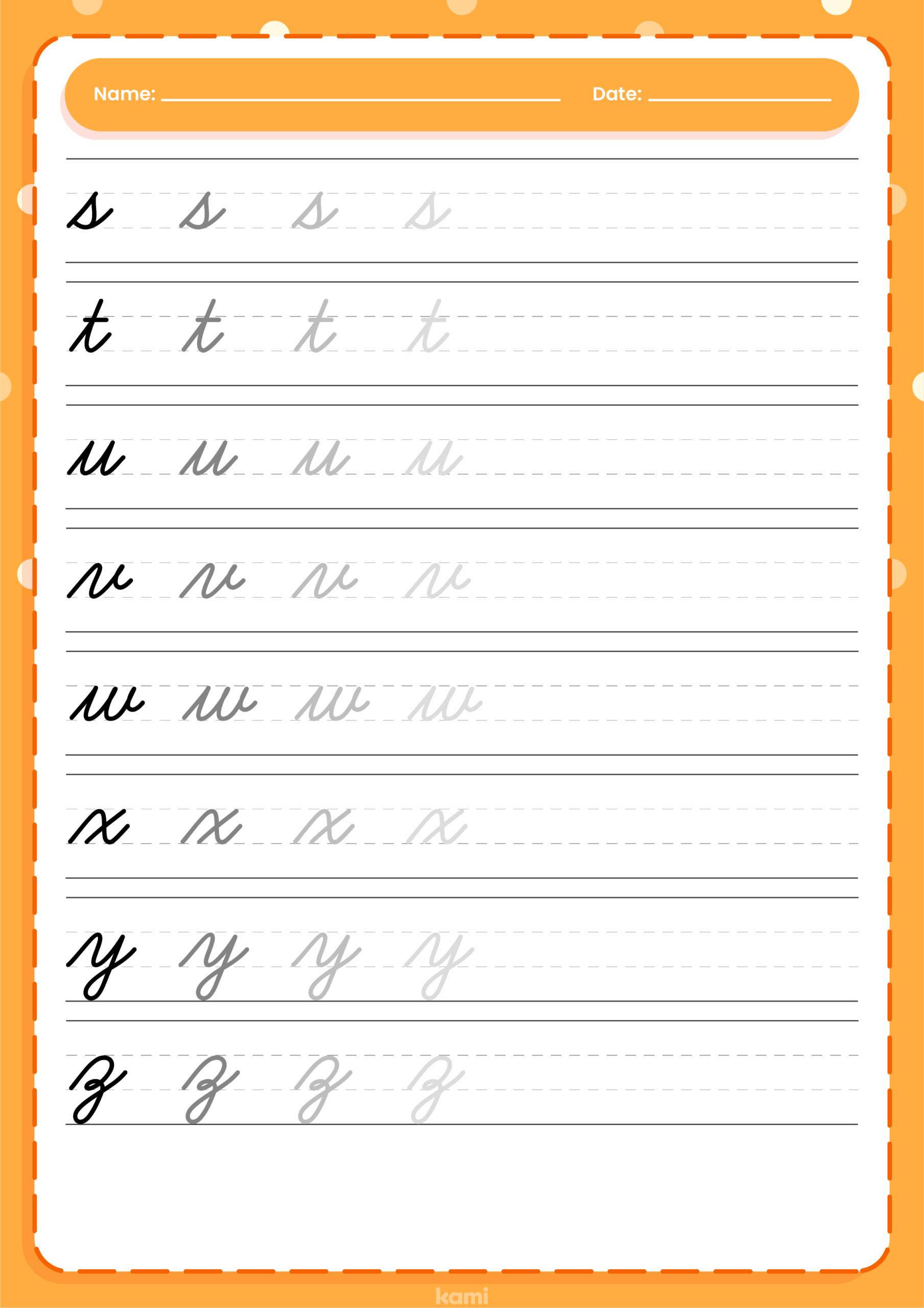 Cursive Writing Printable Worksheets