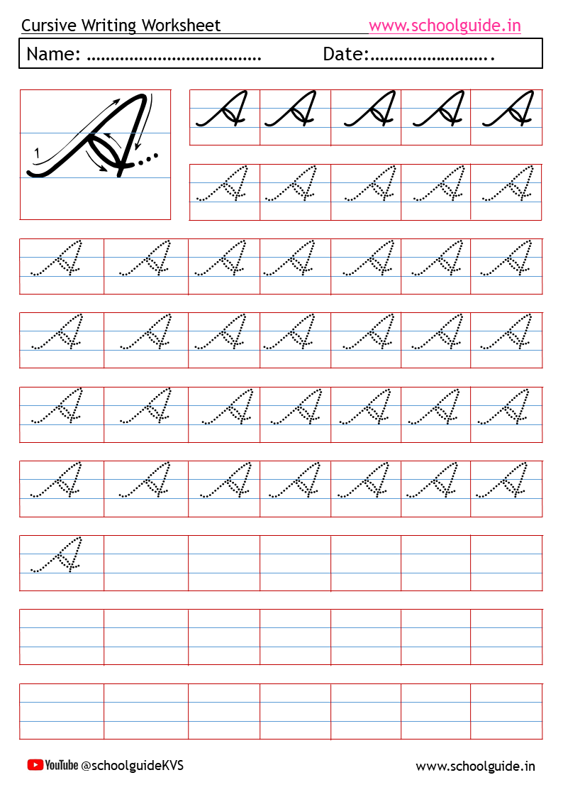 Free Printable Cursive Writing Worksheets A-Z
