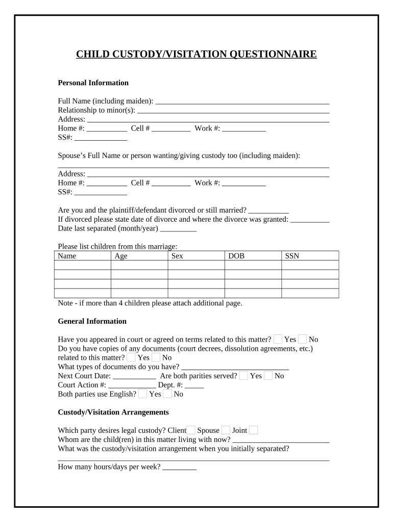 Child Custody Forms Pdf