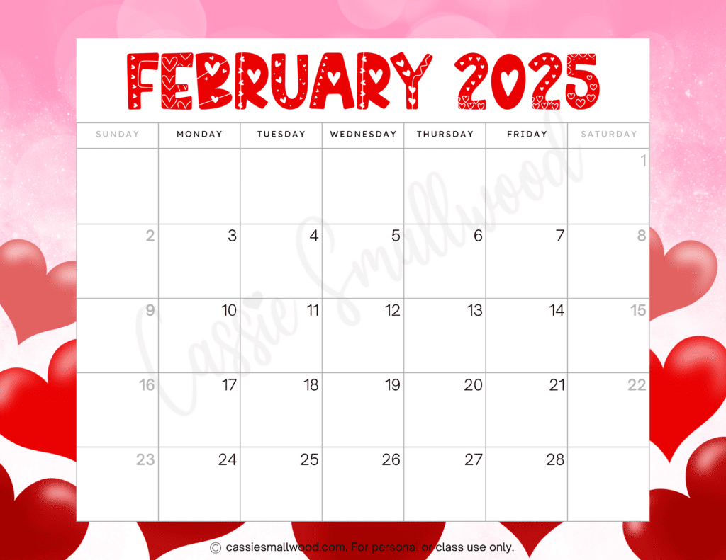 2025 Printable Free Calendar By Month