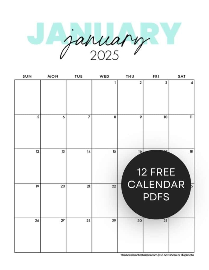 2025 And 2026 Monthly Calendar Printable Free