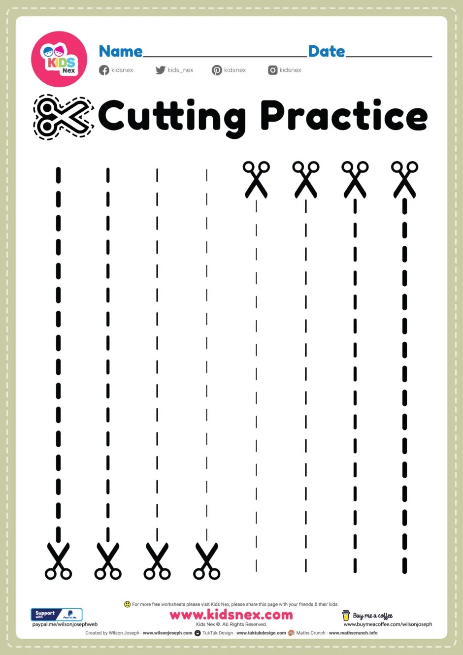 Free Printable Cutting Practice Worksheets For Kindergarten Pdf