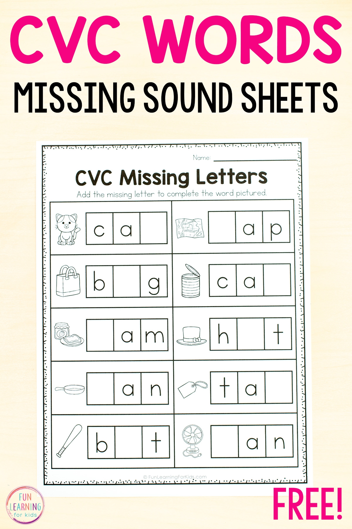 Free Printable Cvc Worksheets