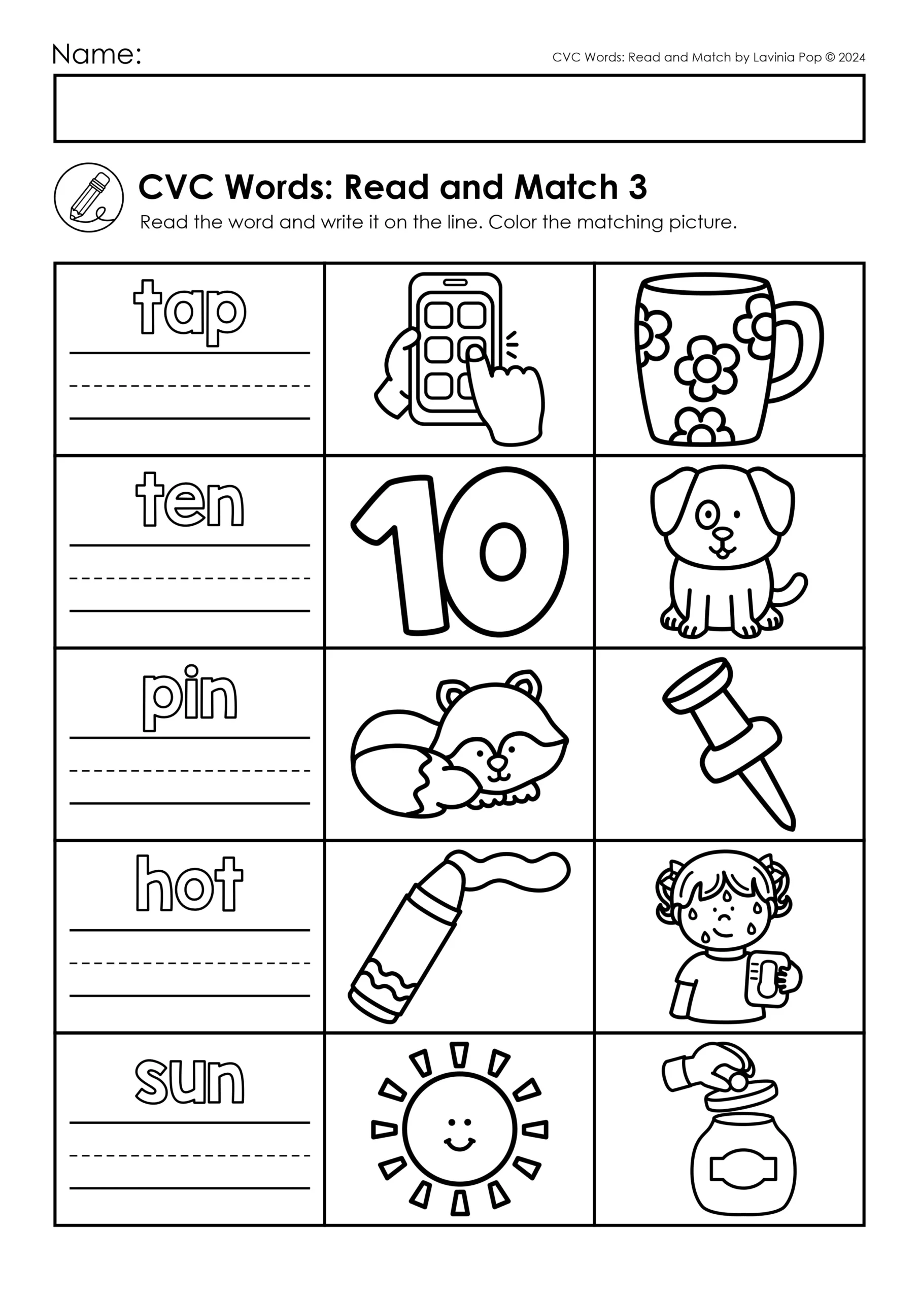 Free Printable Cvc Worksheets For Kindergarten