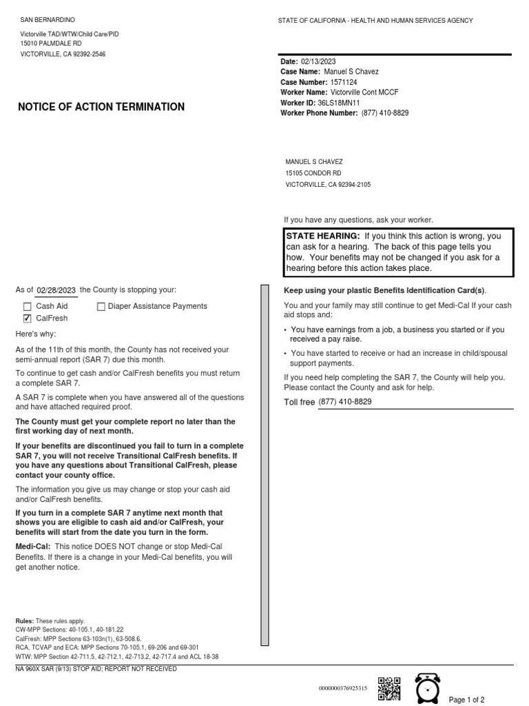 Calfresh Sar 7 Form Printable