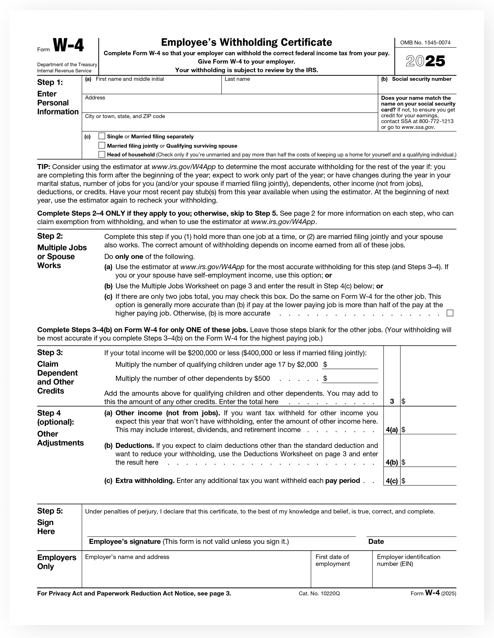 W4 Form 2024 How To Fill Out