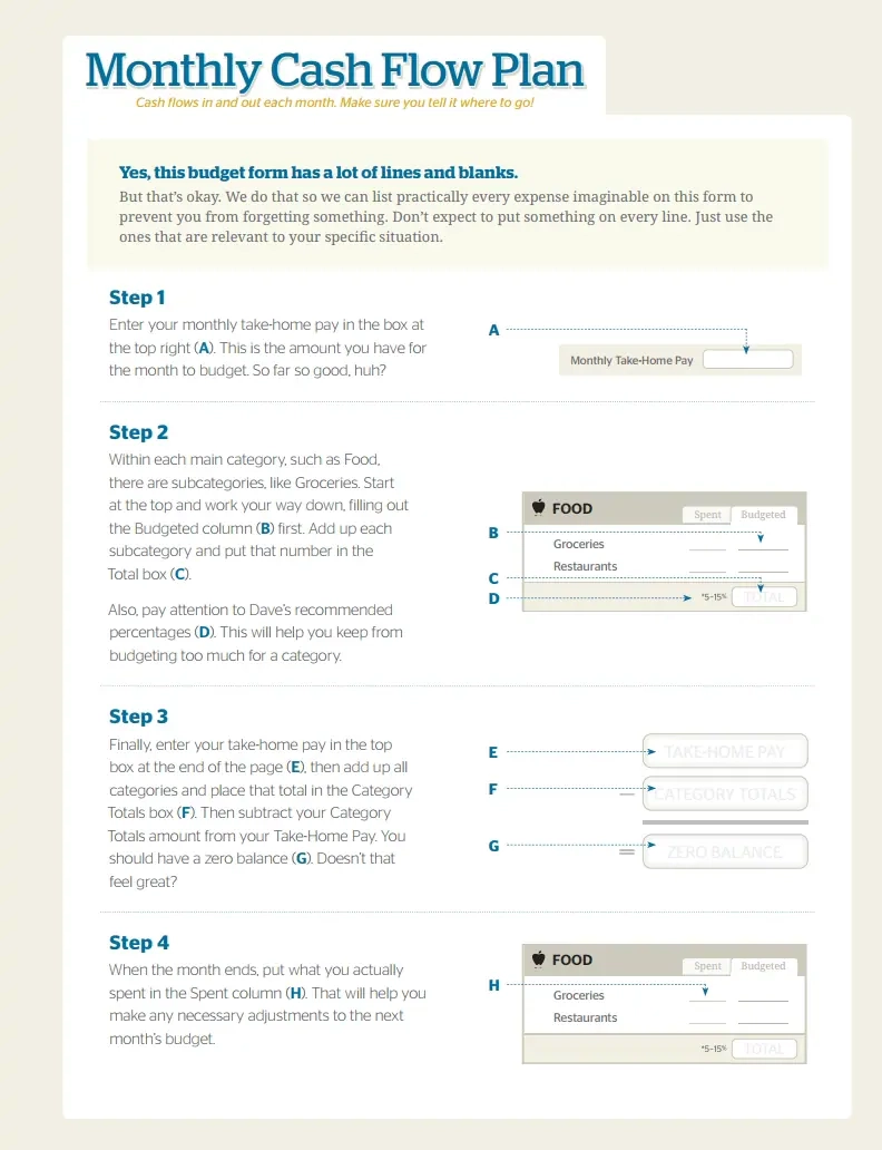 Dave Ramsey Budget Forms Download Create Edit Fill And Print