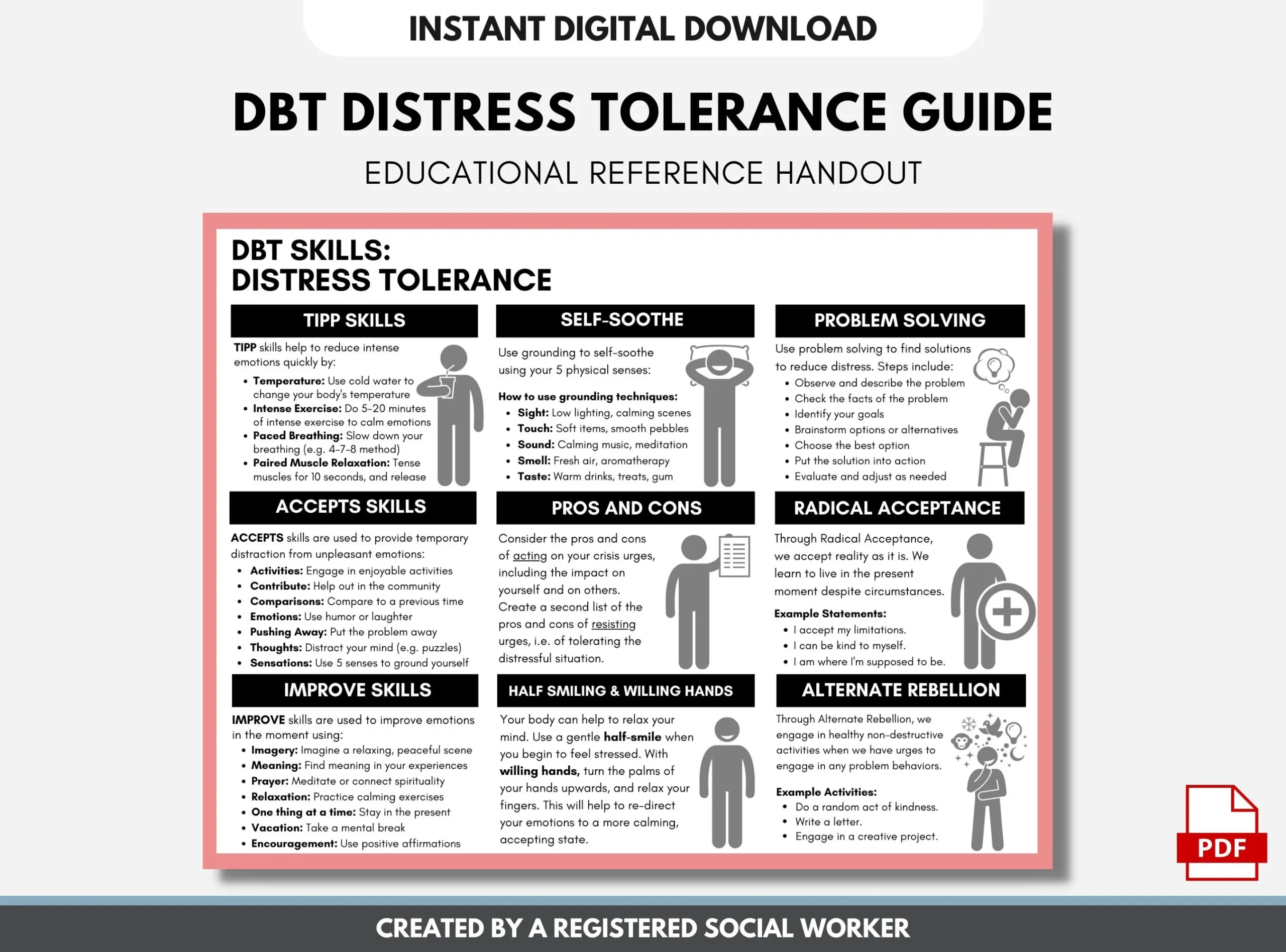 Dbt Printable Worksheets Distress Tolerance