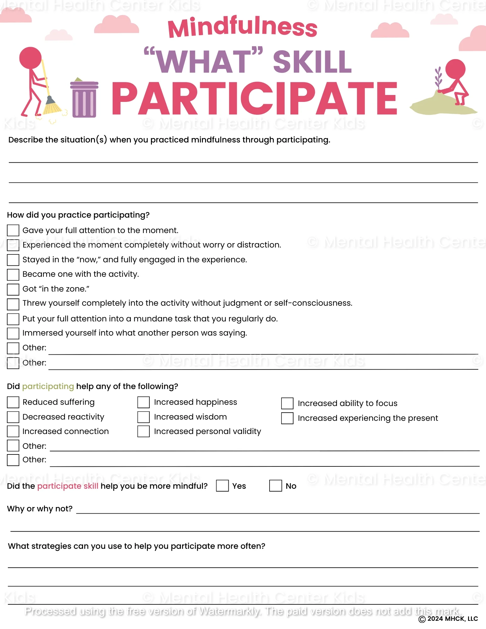 DBT Mindfulness What Skills Worksheets