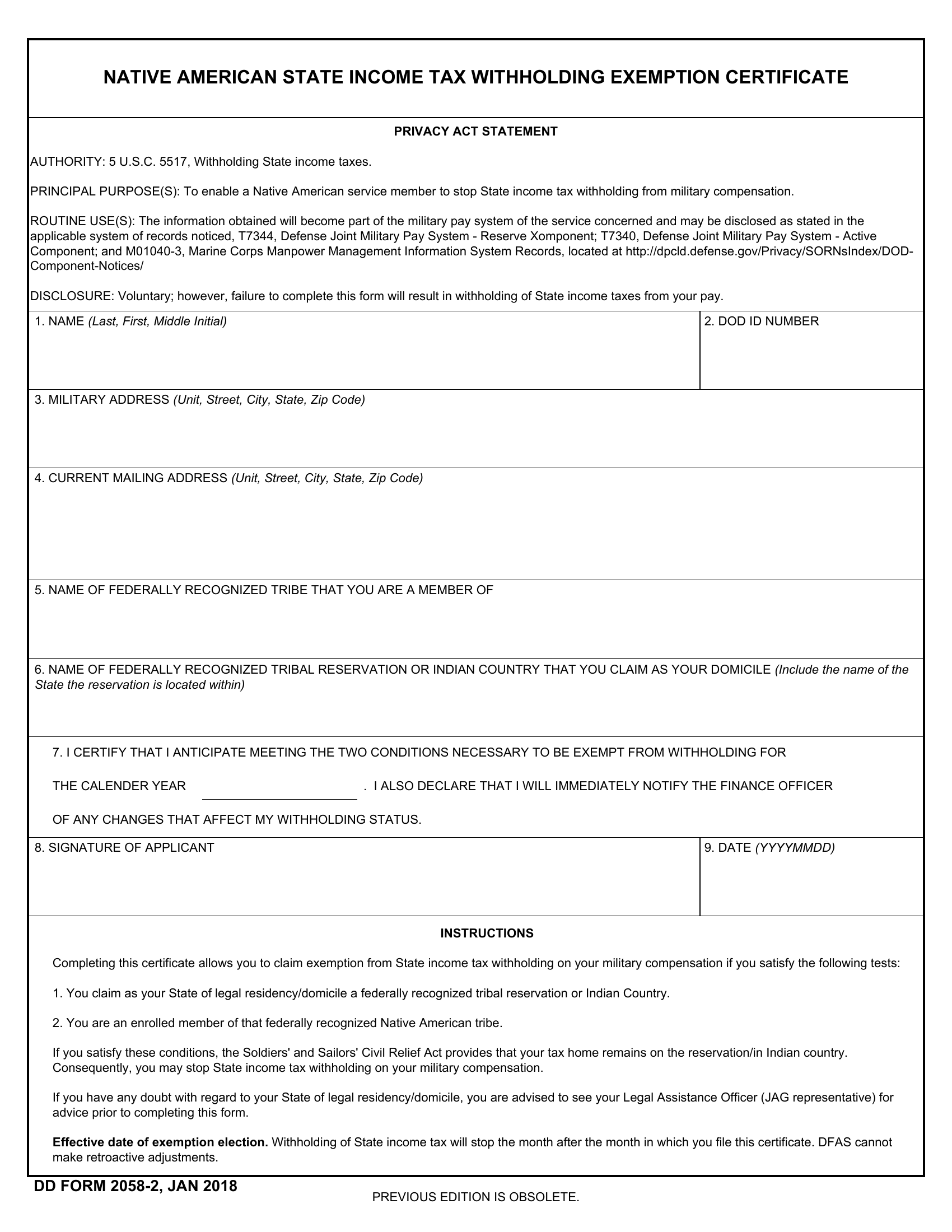 What Is Dd Form 2058