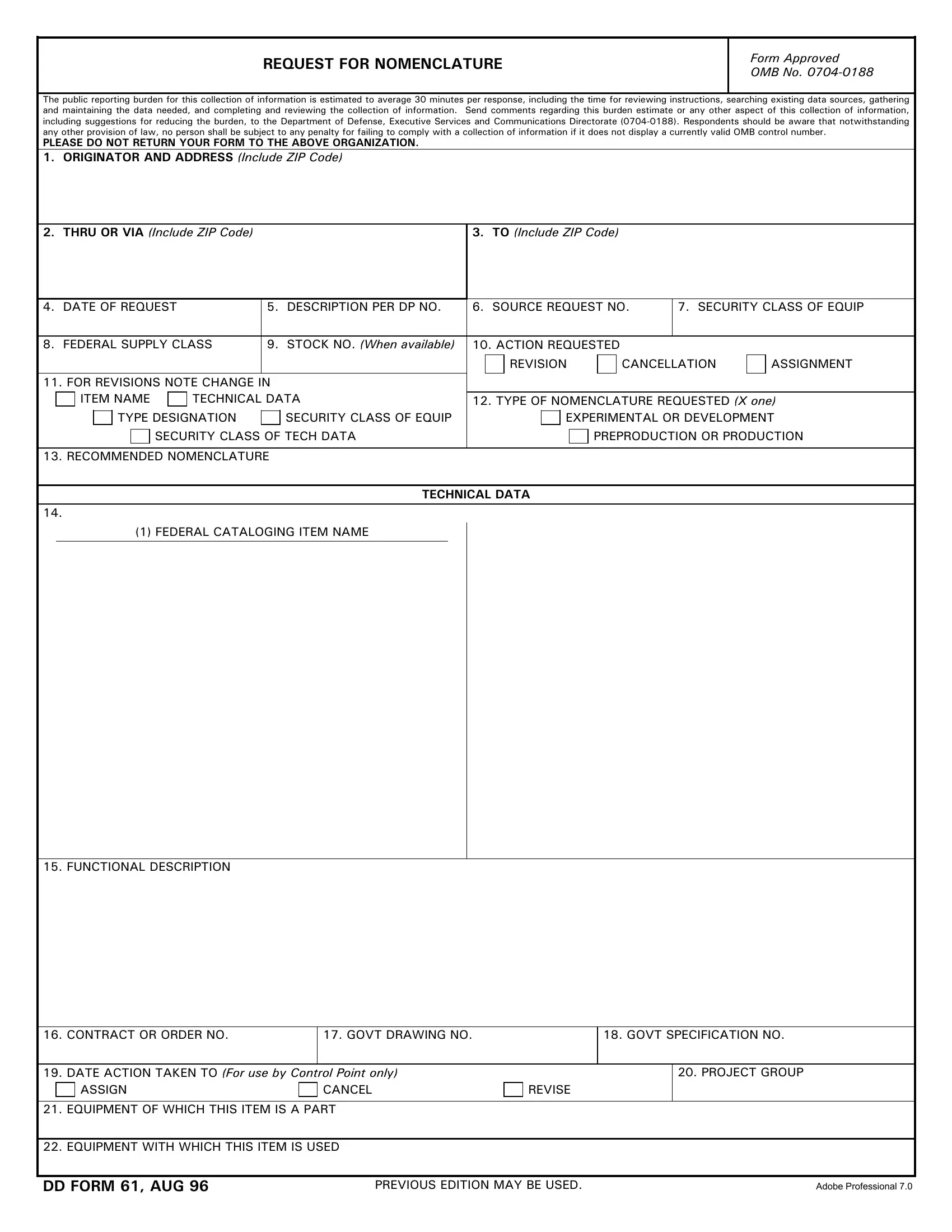 Dd Form 61 Fill Out Printable PDF Forms Online