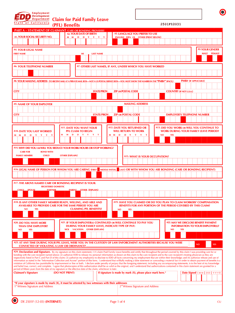 Disability Form De 2501 Printable Form