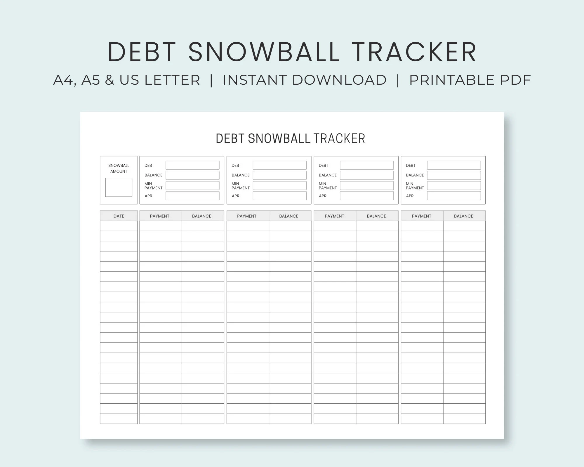 Printable Snowball Debt Worksheet