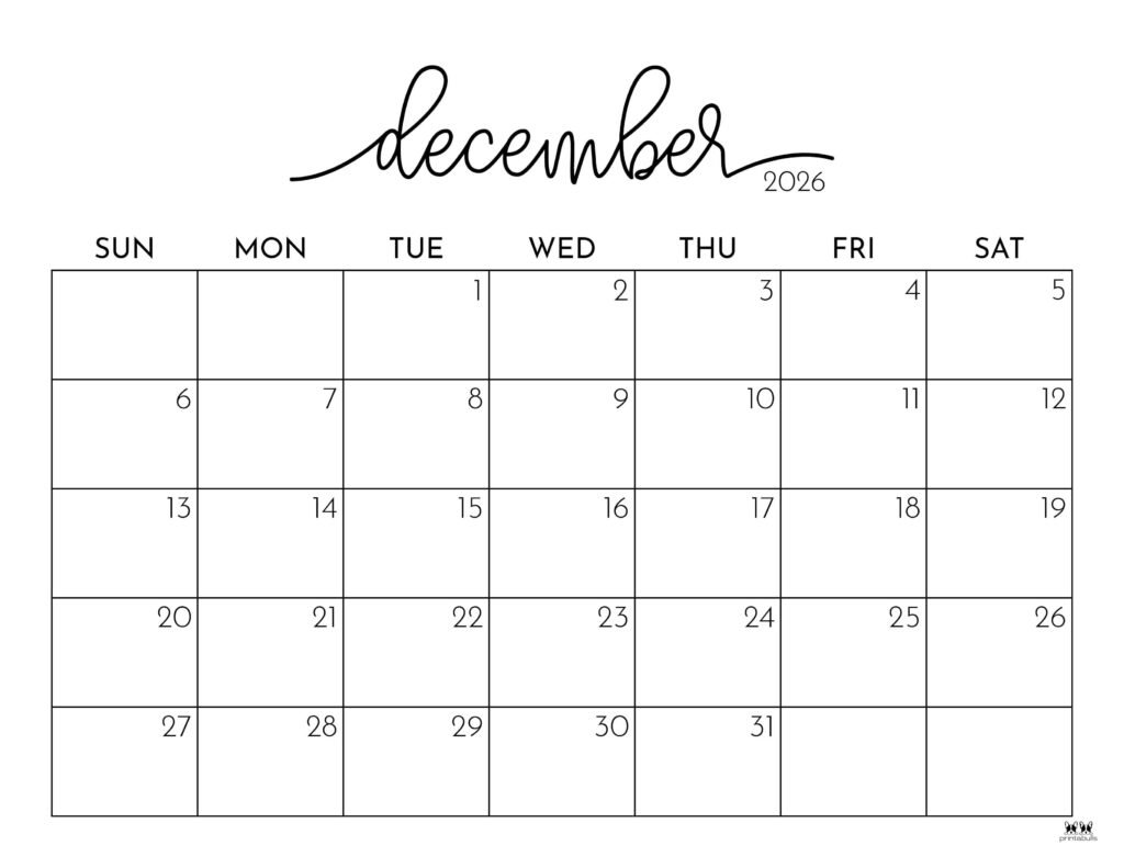 Blank 2026 Printable Advent Calendar