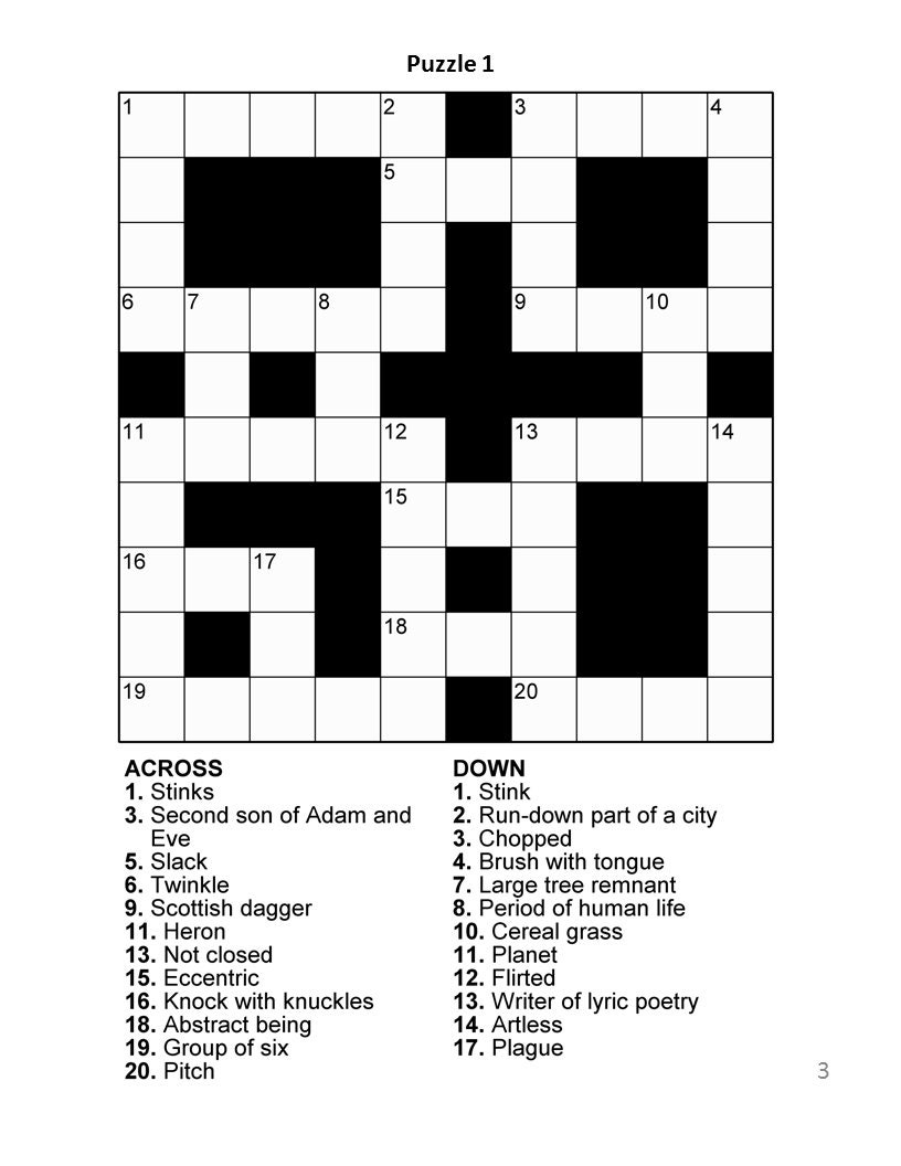 Crossword Puzzles Printable Free Adults Easy