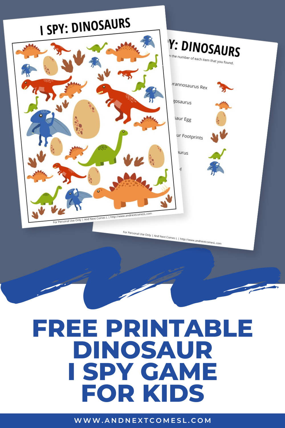 Dinosaur Themed I Spy Game Free Printable For Kids And Next 