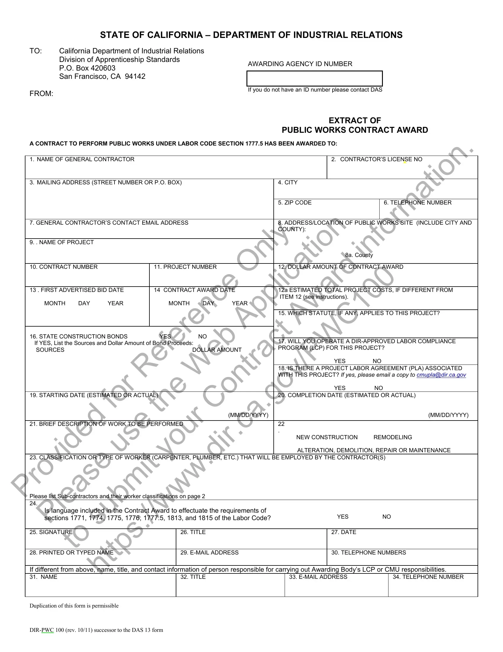Dir Pwc 100 Form Fill Out Printable PDF Forms Online