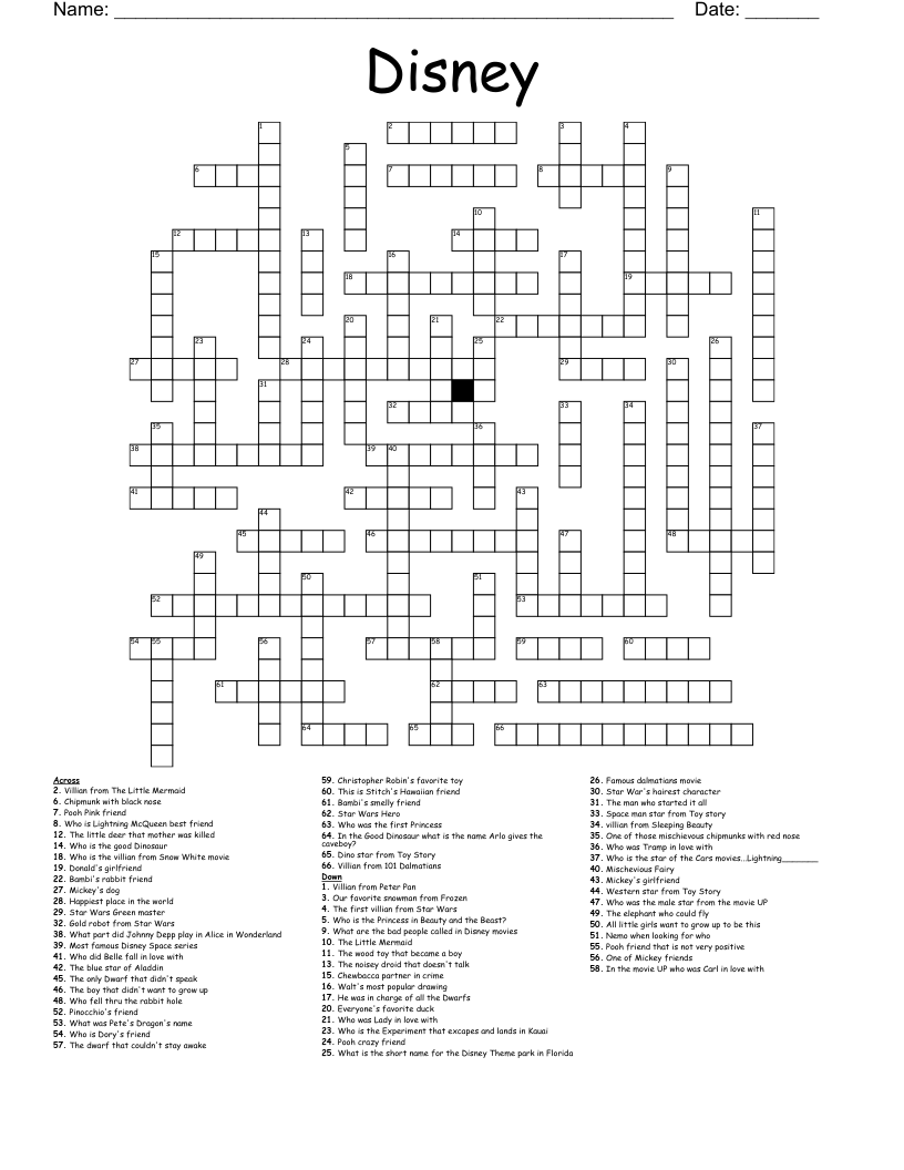 Crossword Puzzles Printable Theme