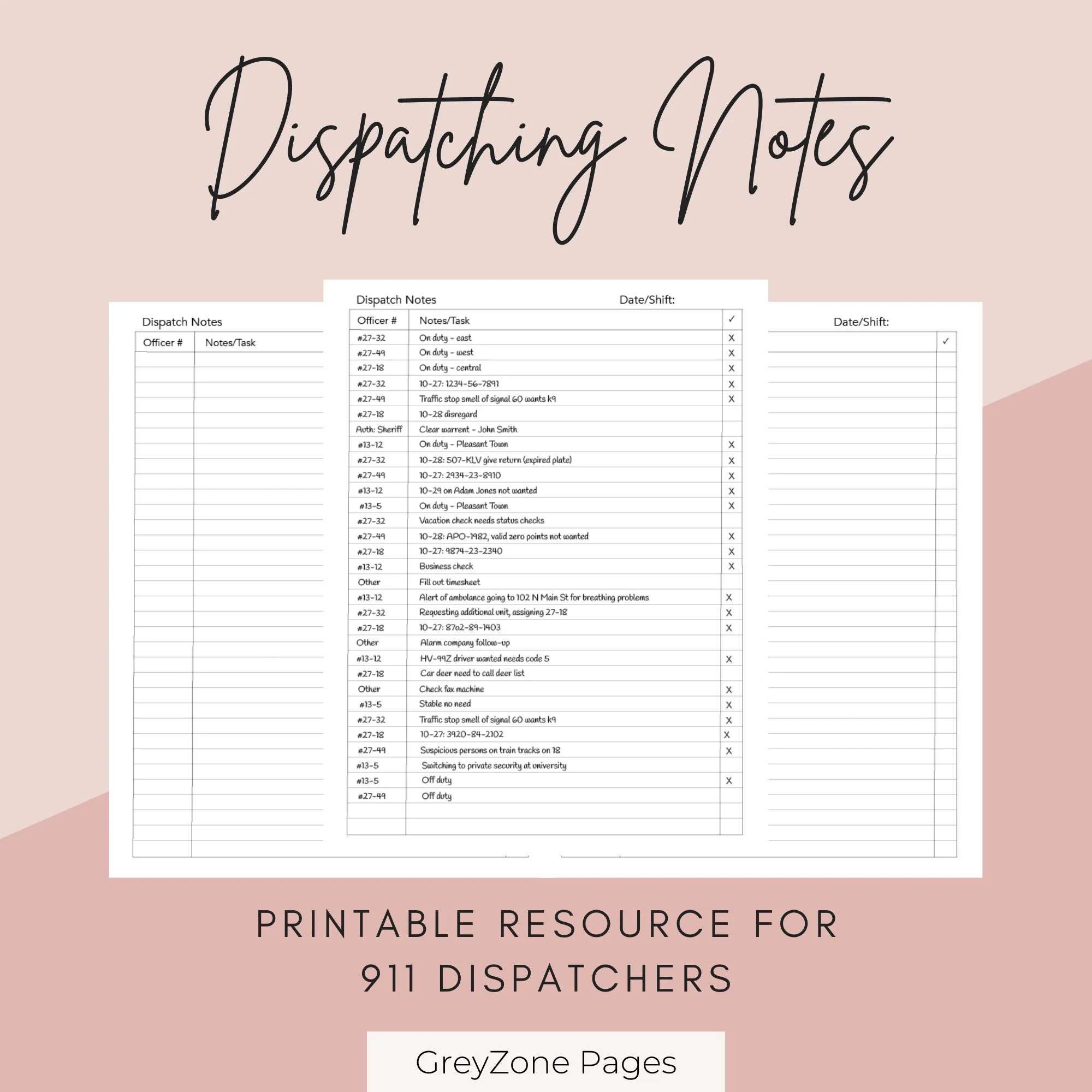 Dispatching Notes For 911 County City And Fire ems Dispatchers 