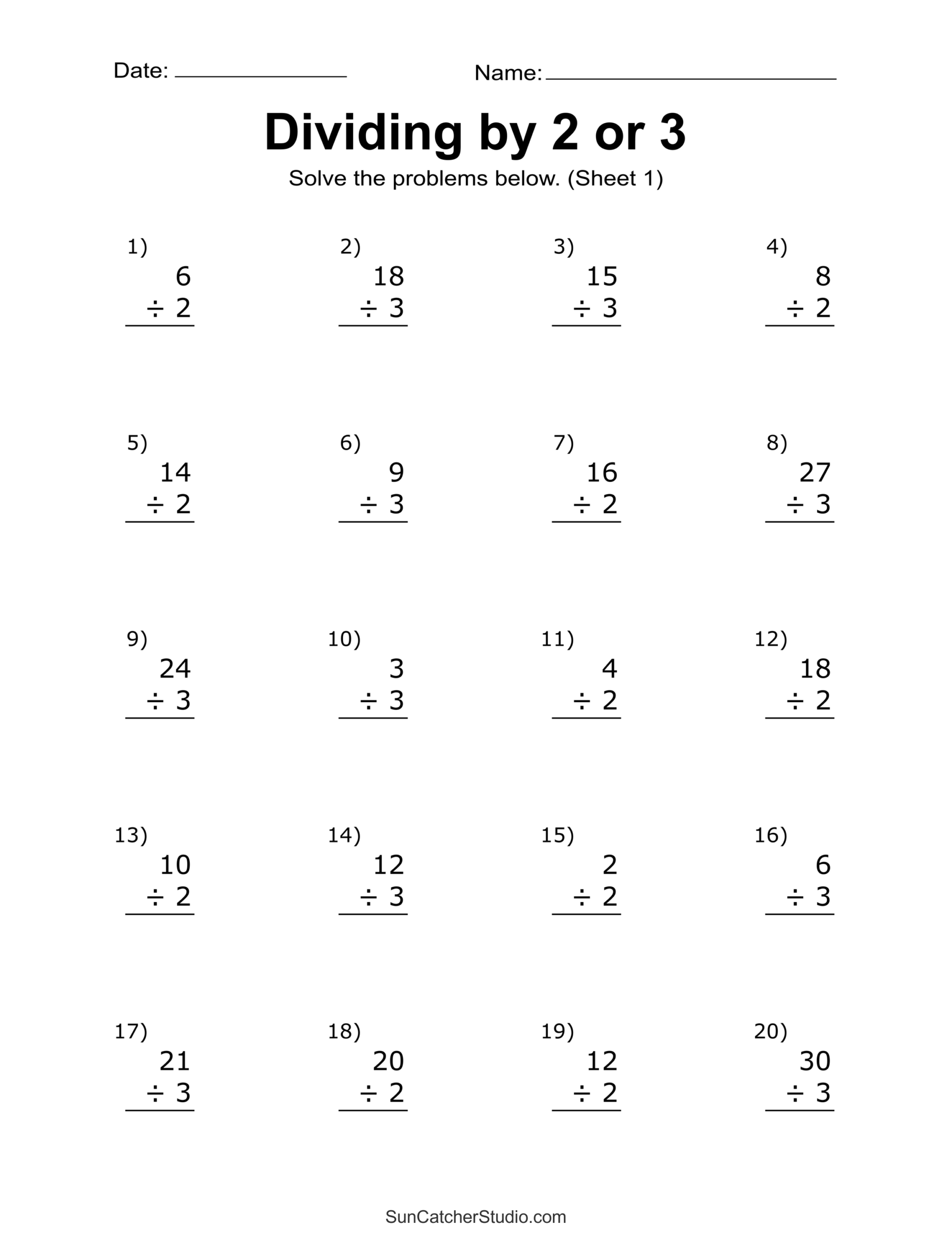 Printable Division Worksheets 7th Grade