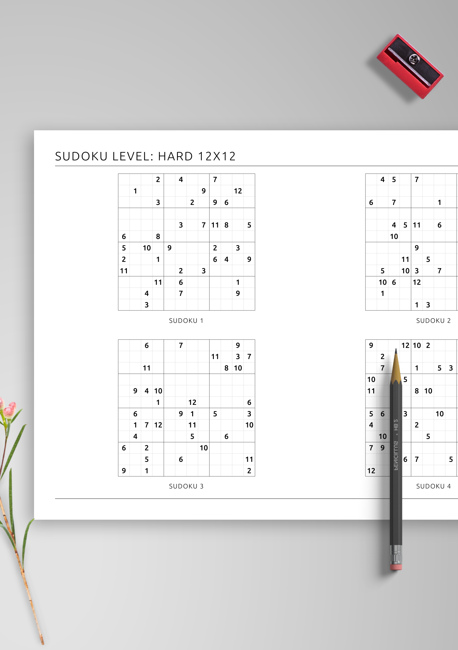 Free Printable 12x12 Sudoku Puzzles