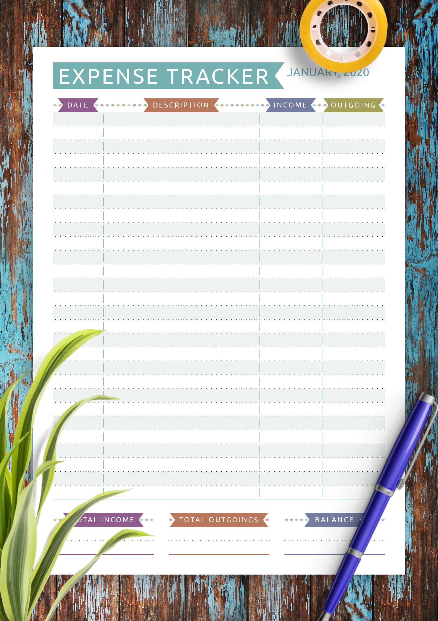 Expense Tracker Printable Template