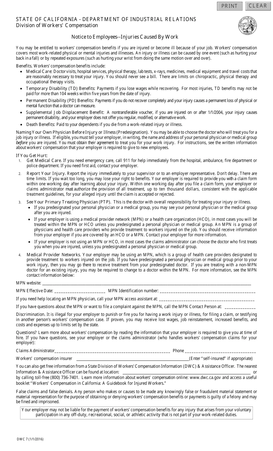 DWC Form 7 Fill Out Sign Online And Download Fillable PDF 