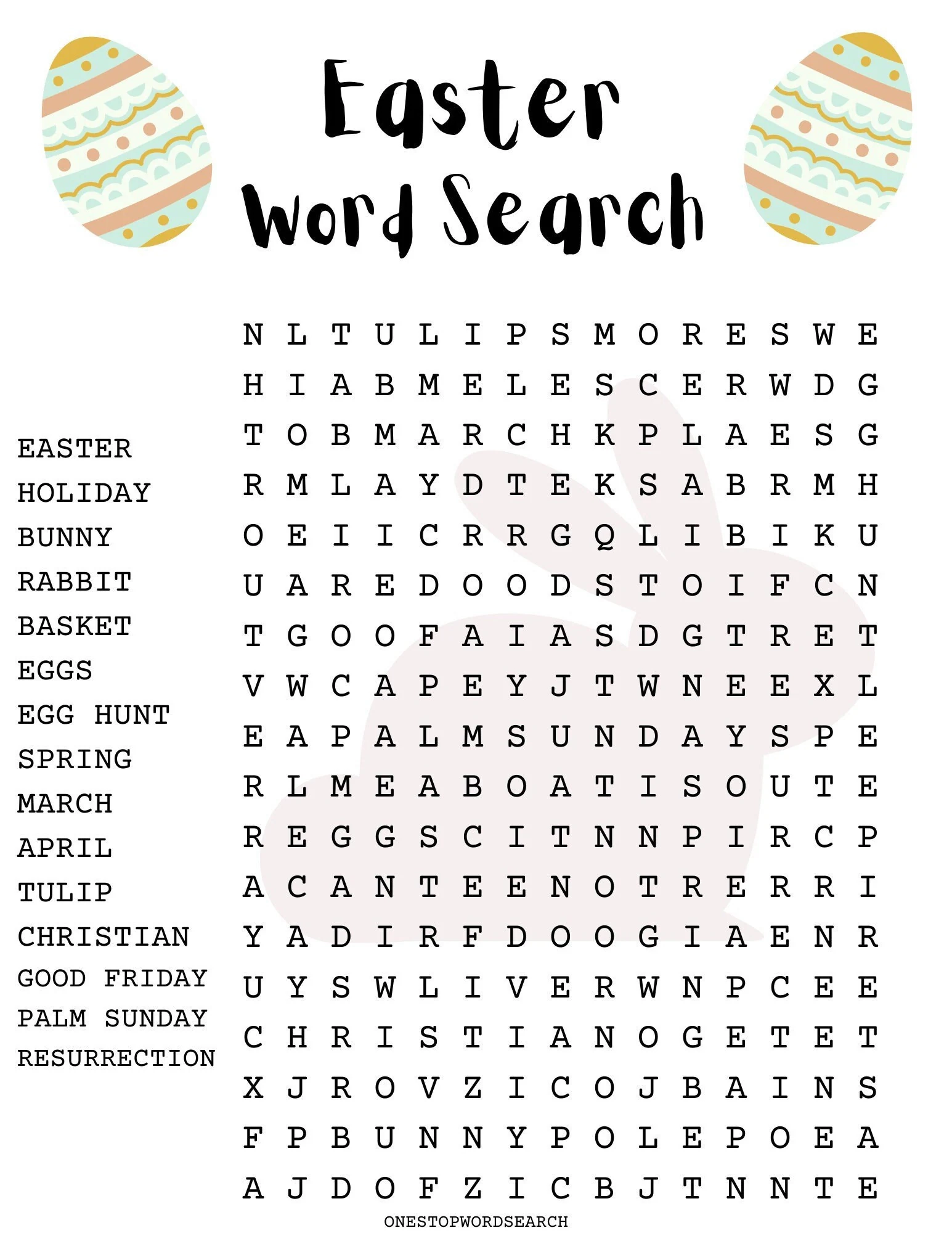 Easter Word Search Puzzle With Answer Sheet Easter Games Easter 
