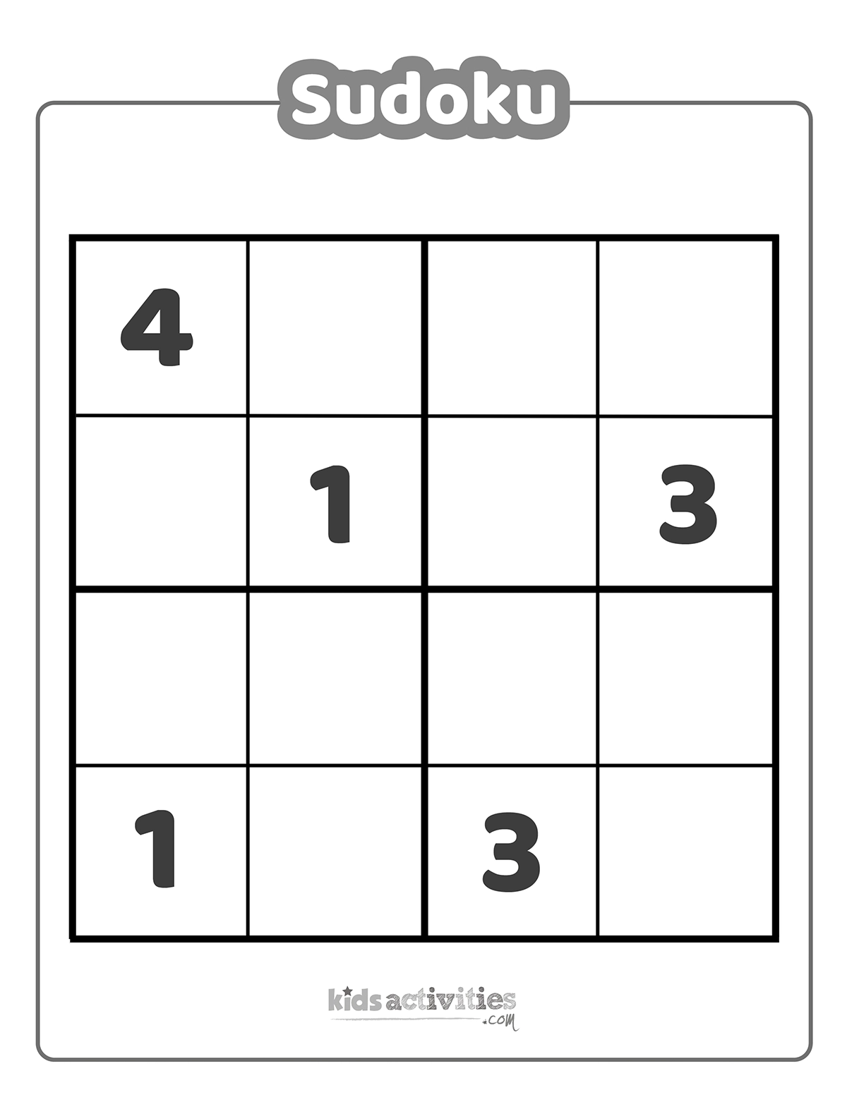 Puzzles For Kids Printable Sudoku
