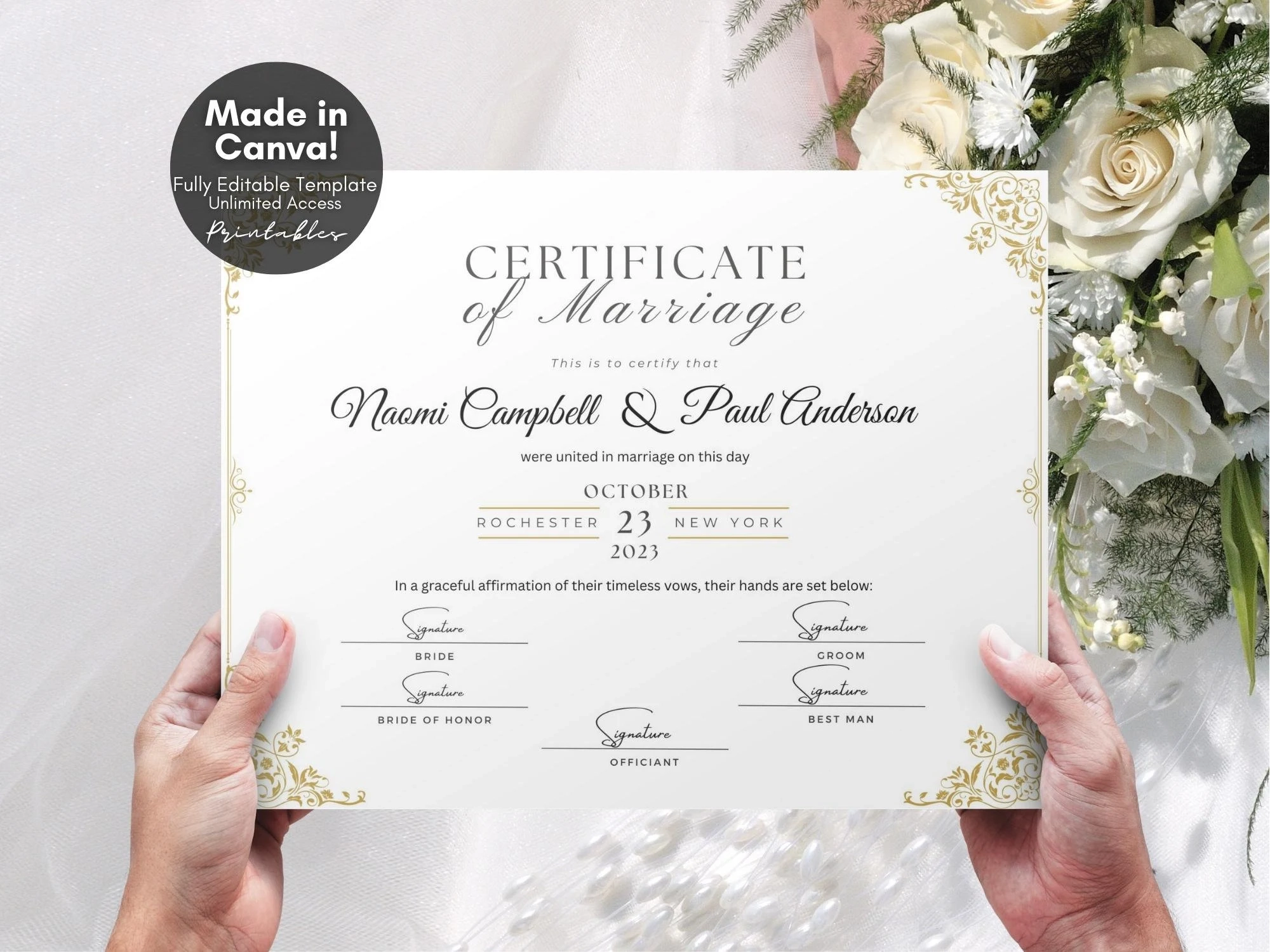 Editable Marriage Certificate Template Printable Certificate Of 