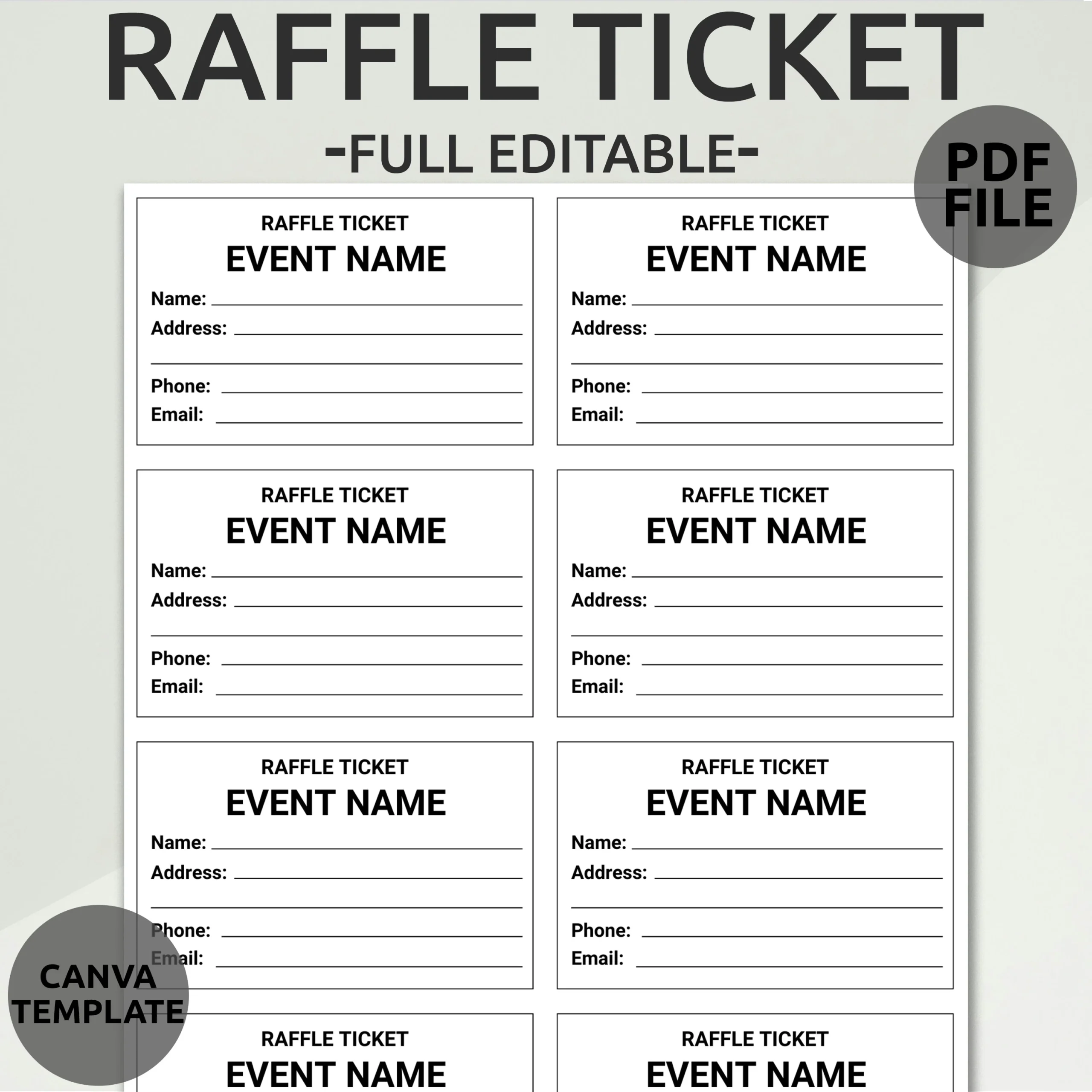 Editable Raffle Ticket Template Printable Raffle Ticket 