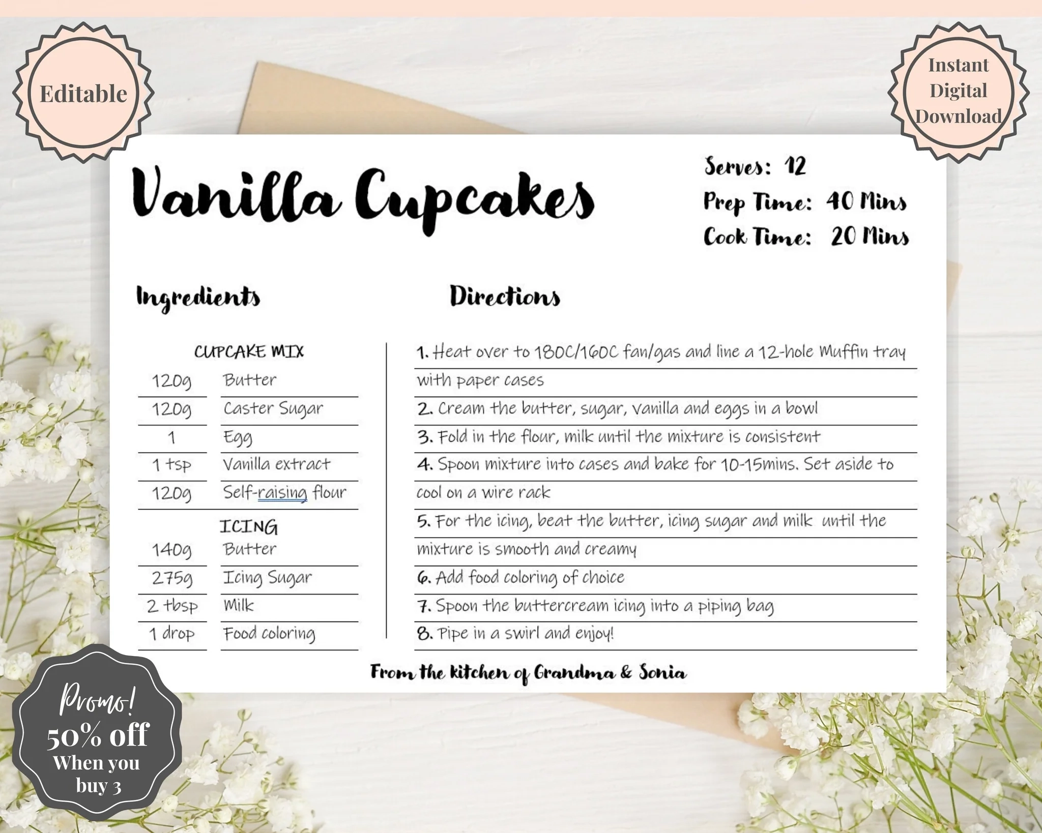 Templates For Recipe Cards Printable